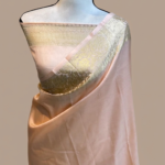 Peach Handloom Pure Silk Banarasi Saree | Gold Zari Traditional Border