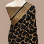 Premium Black Banarasi Katan Silk Saree with Gold Zari Jaal Work