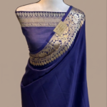 Royal Purple Banarasi Silk Saree | Handloom Gold Zari Floral Border