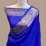 Royal Blue Pure Katan Silk Banarasi Saree