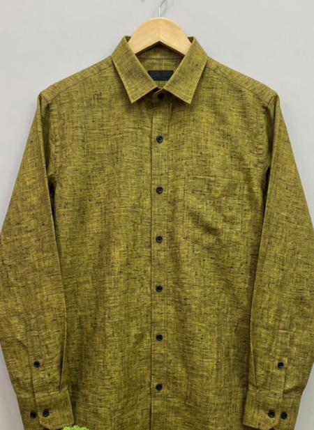 Bhavyaloom Men's 100% Pure Linen Luxury Shirt – Olive Green