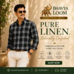 Bhavyaloom premium 100% pure linen black check full sleeves men's shirt with classic button-down collar, breathable lightweight fabric, regular fit, perfect for casual, office, travel and summer wear.